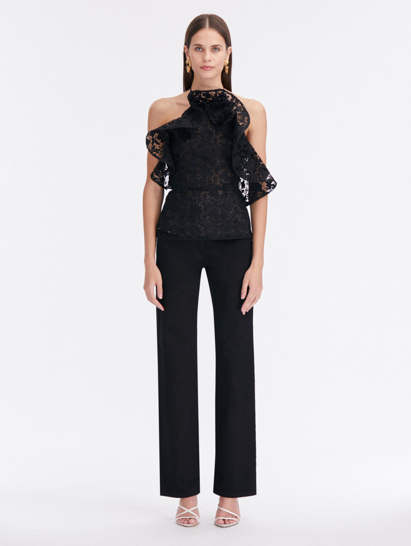 Oscar de la Renta GARDENIA GUIPURE RUFFLE BLOUSE outlook