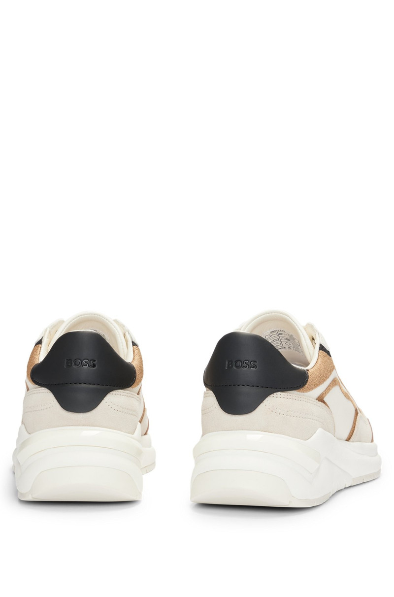 MIXED-MATERIAL LACE-UP TRAINERS WITH EMBROIDERED MESH 6