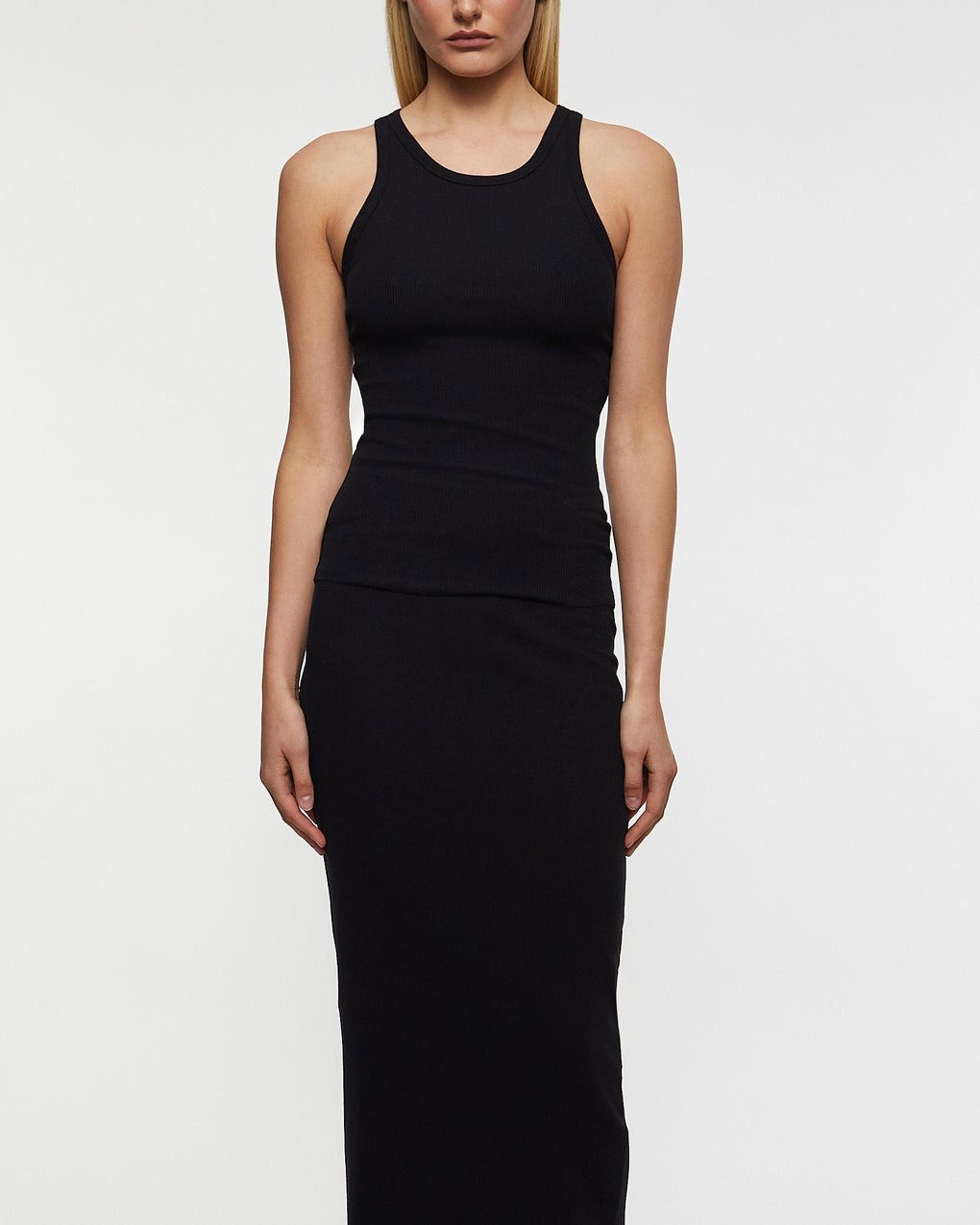 Top High Neck Fitted Tank  Black - 2