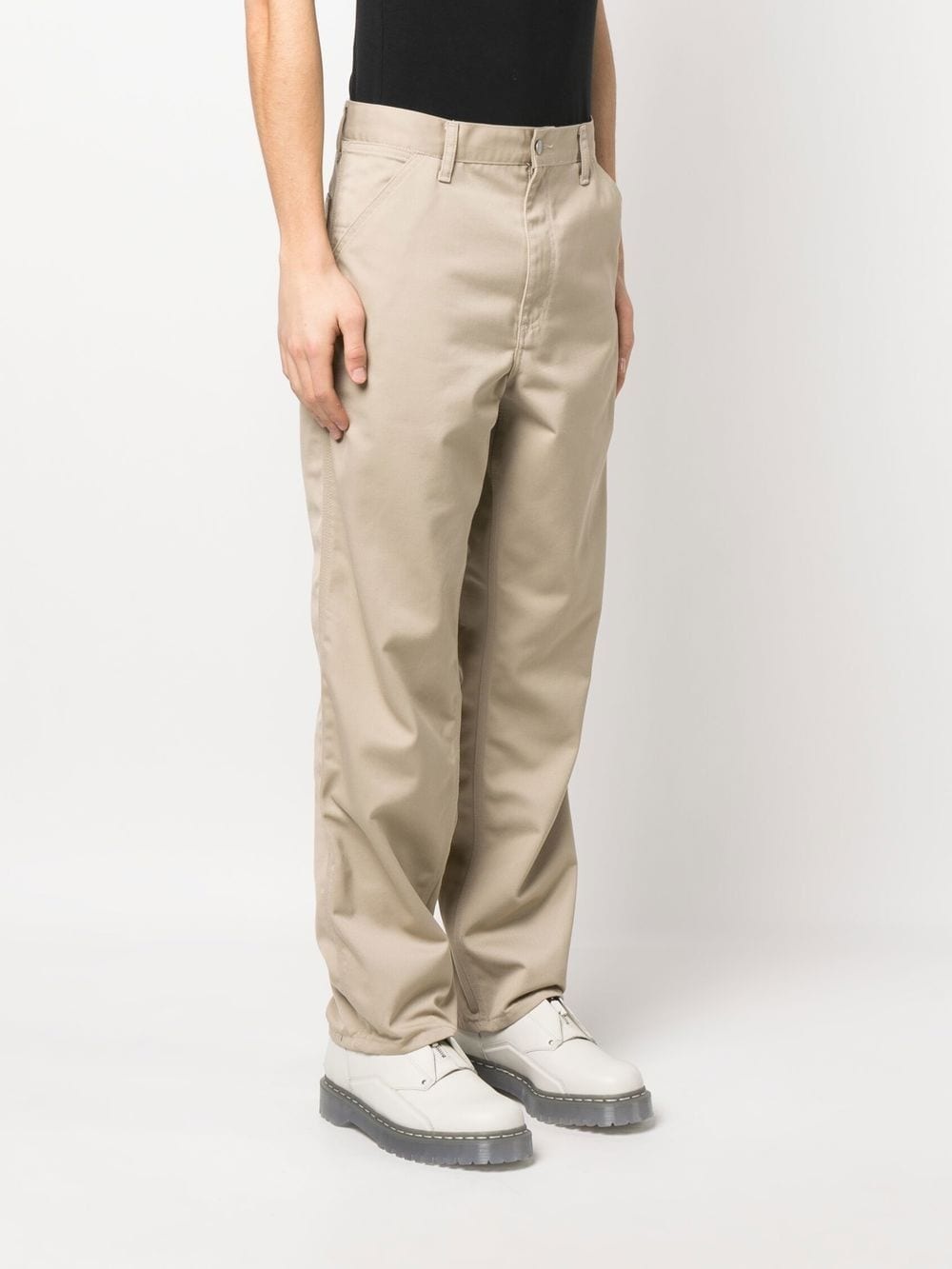 logo-patch straight-leg trousers - 3