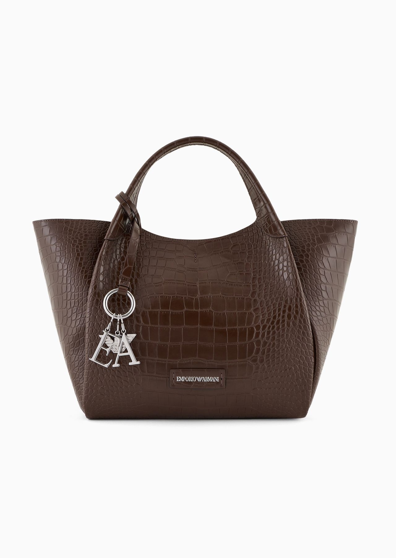 Shopper bag with mock-croc finish and logo charm - 1