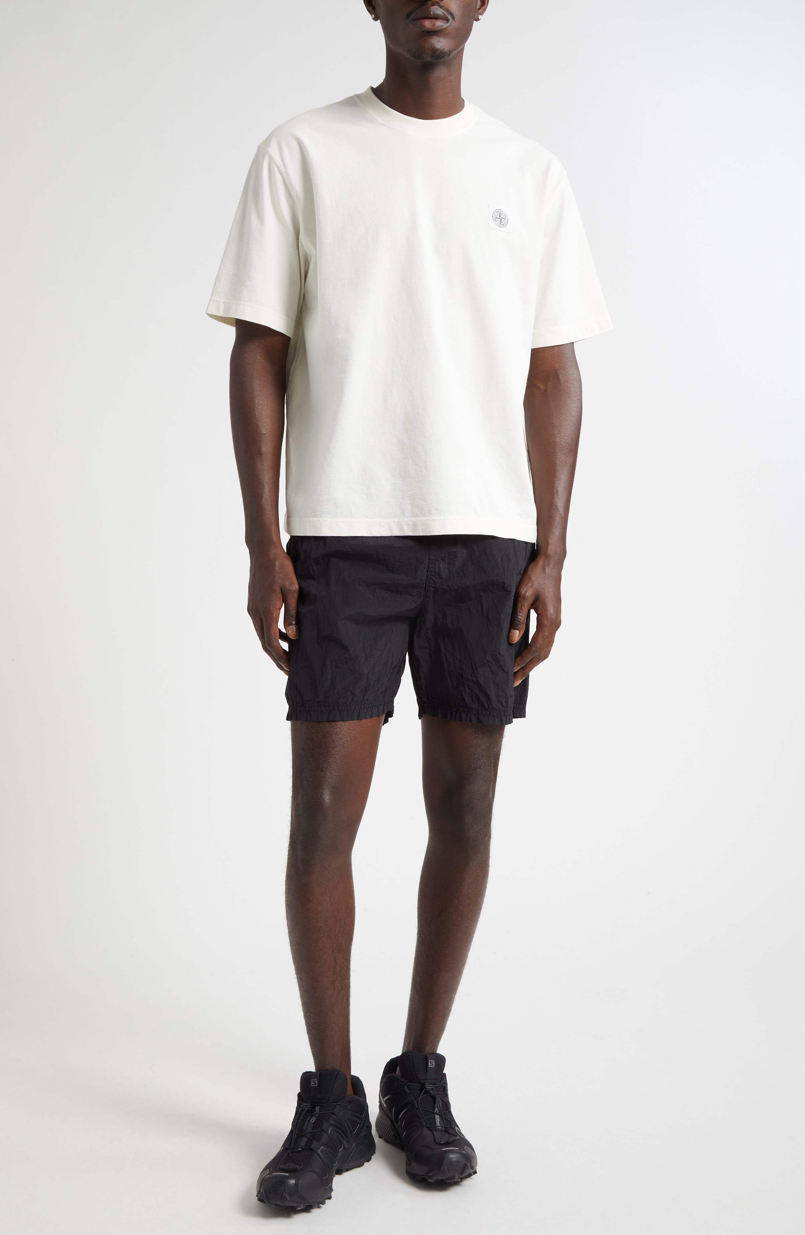 Stone Island Compass Logo Patch Nylon Swim Trunks in V0029 Black at Nordstrom - 2