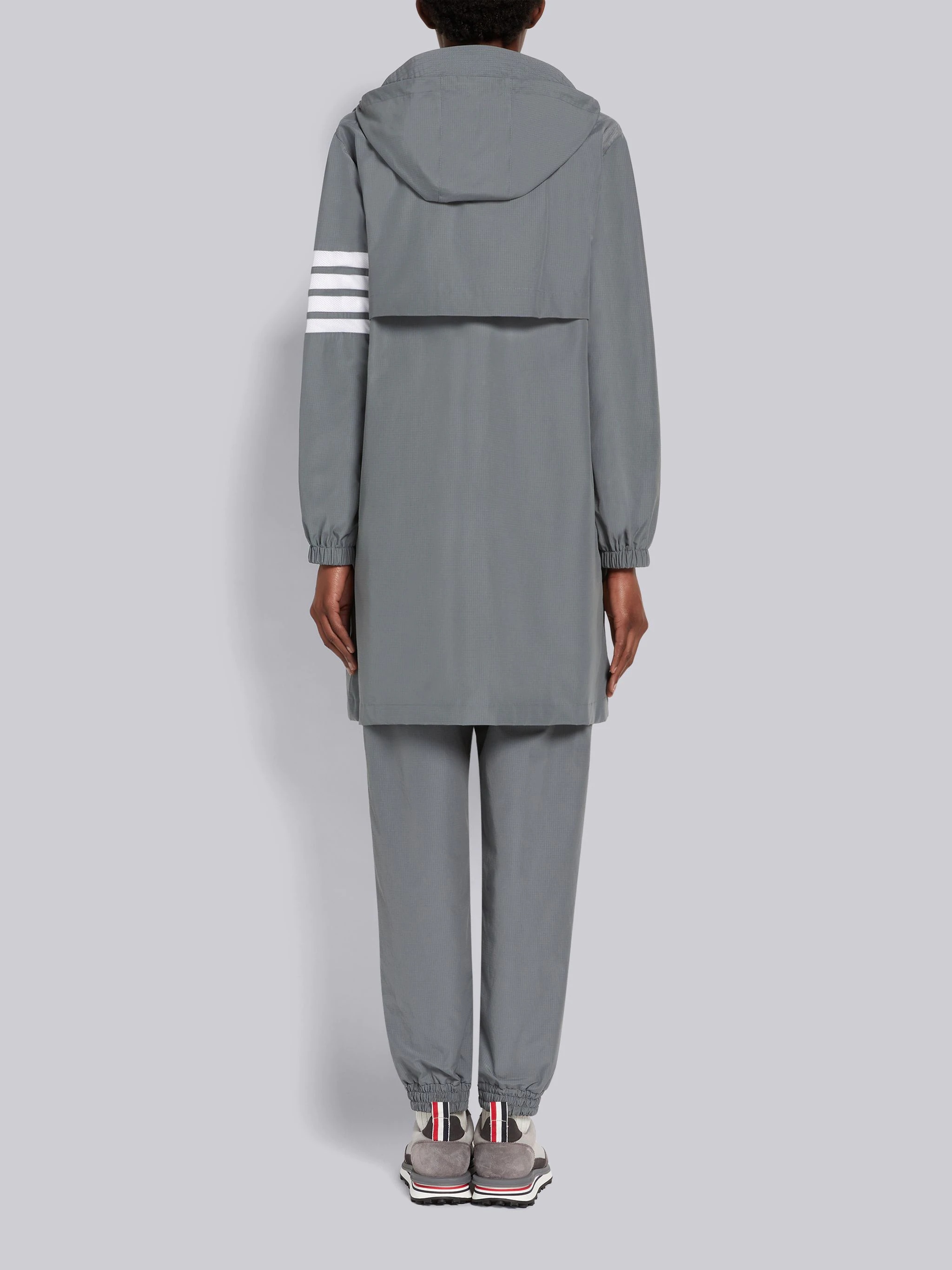 Medium Grey Ripstop Seamed in 4-Bar Elongated Hooded Parka - 3