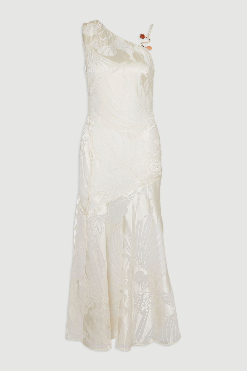 Devoure One Shoulder Woven Maxi Dress With Trim Detail - 1