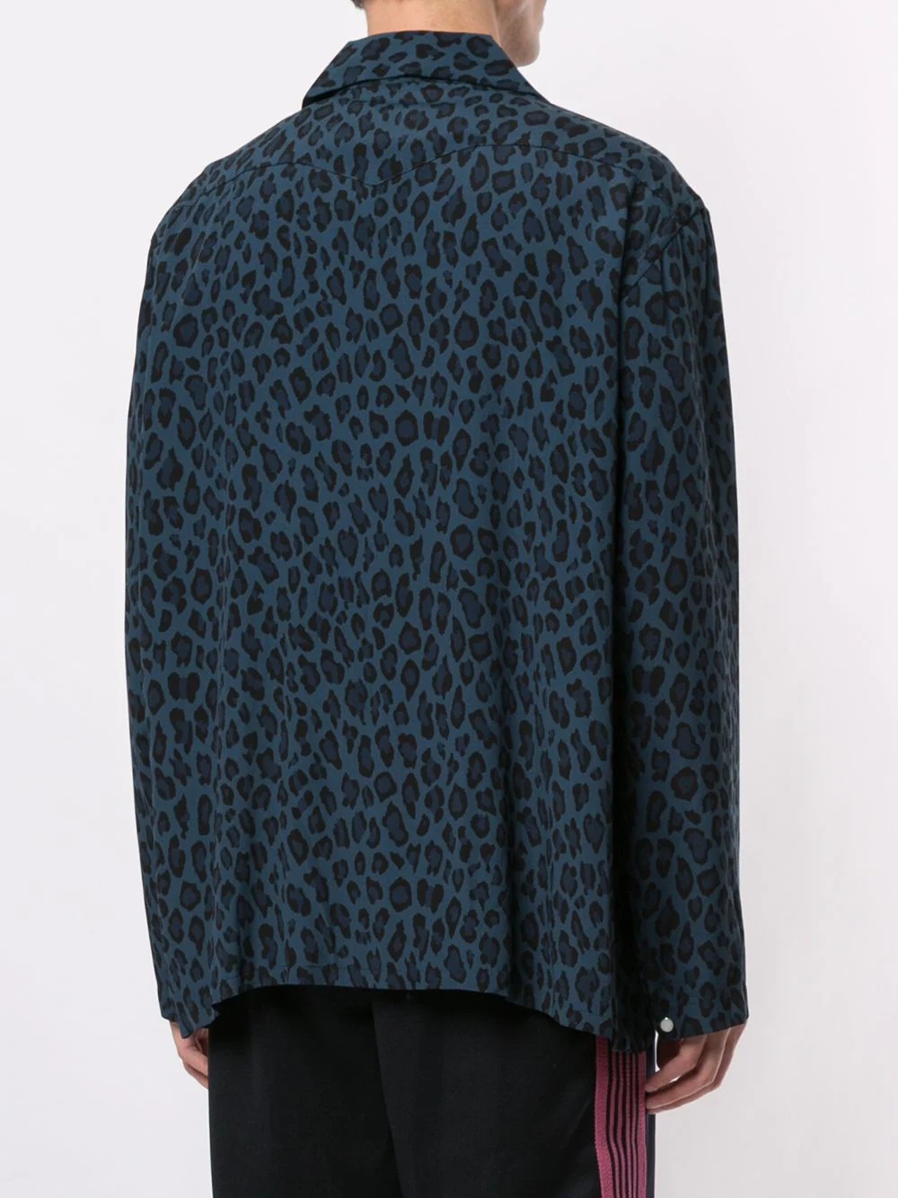 pointed collar leopard print shirt - 5