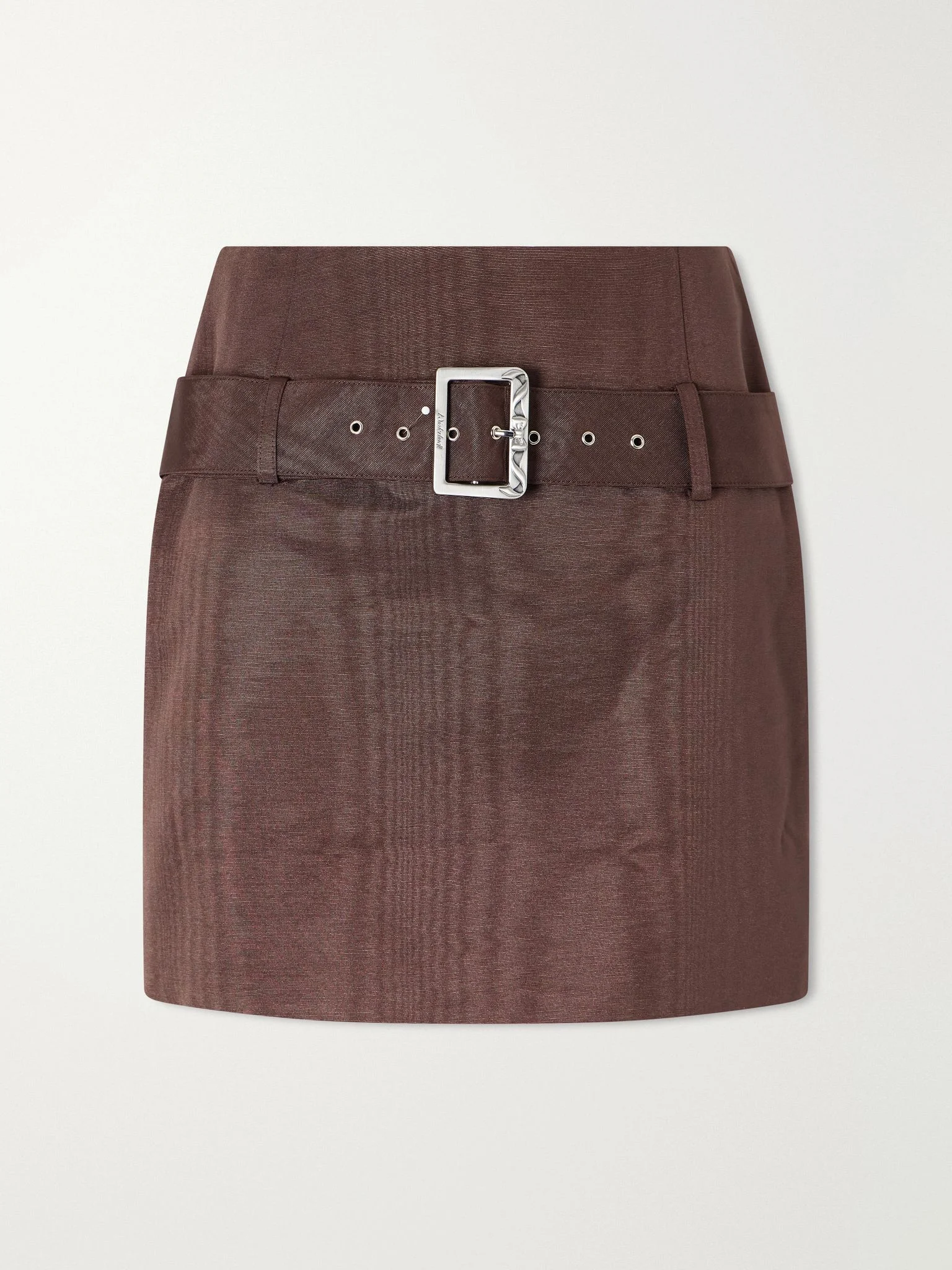 Belted twill mini skirt Brown - 1