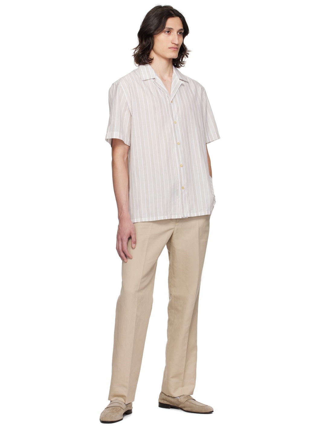 Beige & Off-White Stripe Shirt - 4