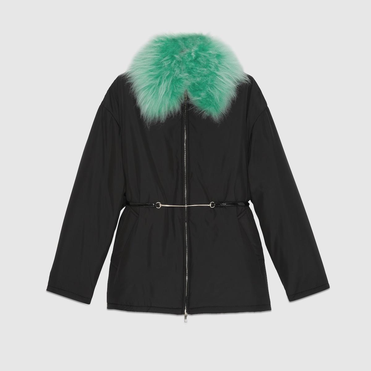 Nylon jacket with Horsebit belt - 1