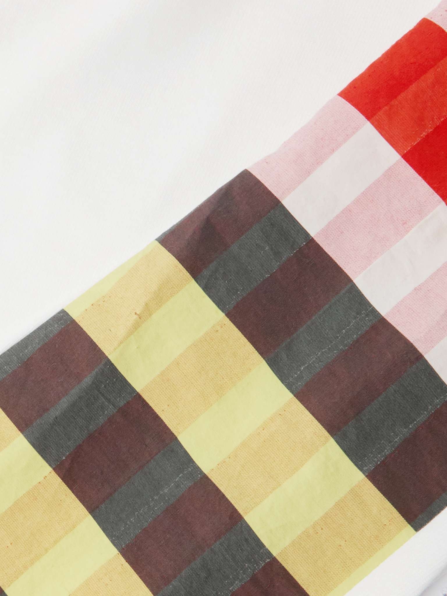 Checked Panelled Cotton and Silk-Blend Jersey T-Shirt - 5
