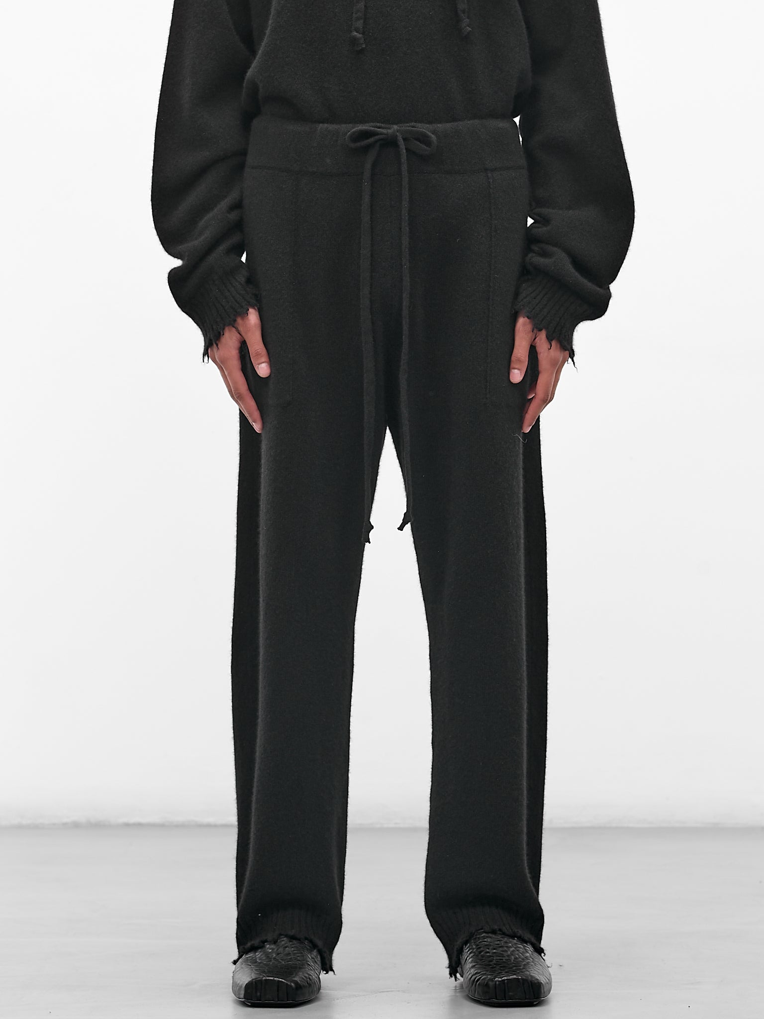 Black Cashmere Knit Trousers - 1