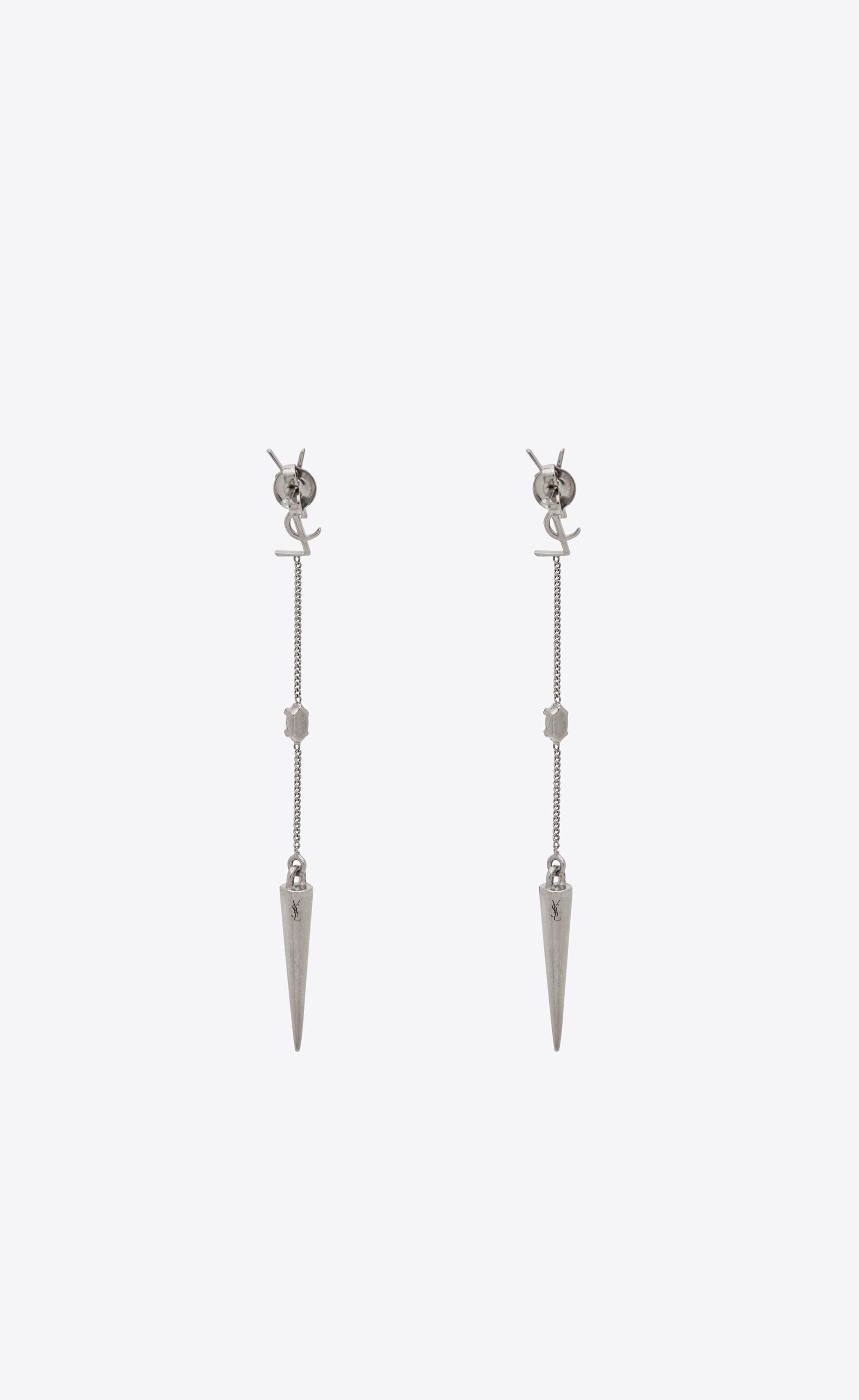 opyum ysl rhinestone spike earrings in metal - 2