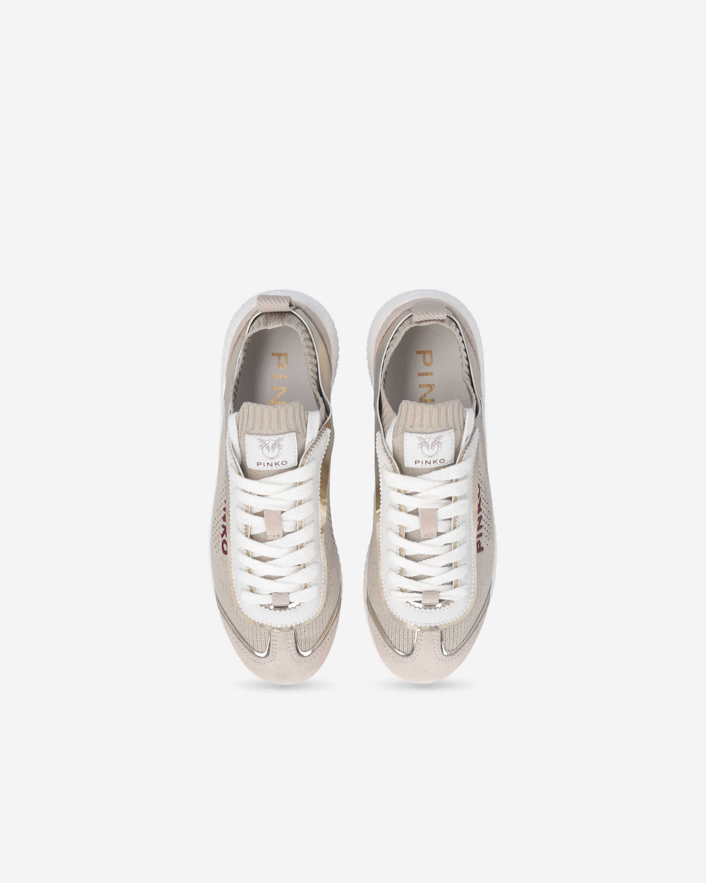 KNIT LOW-TOP SNEAKERS WITH MIRROR-FINISH INSERTS - 9