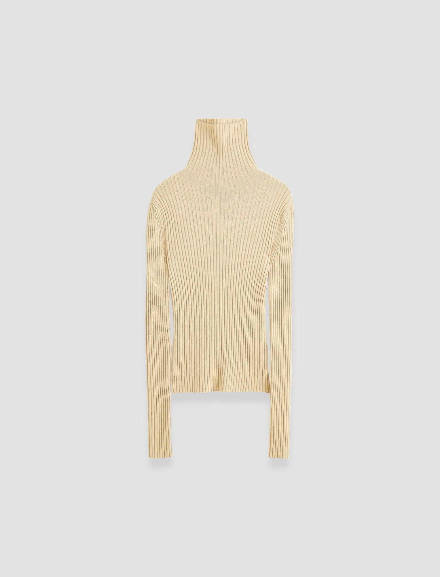 Merino Silk Rib High Neck Jumper - 1