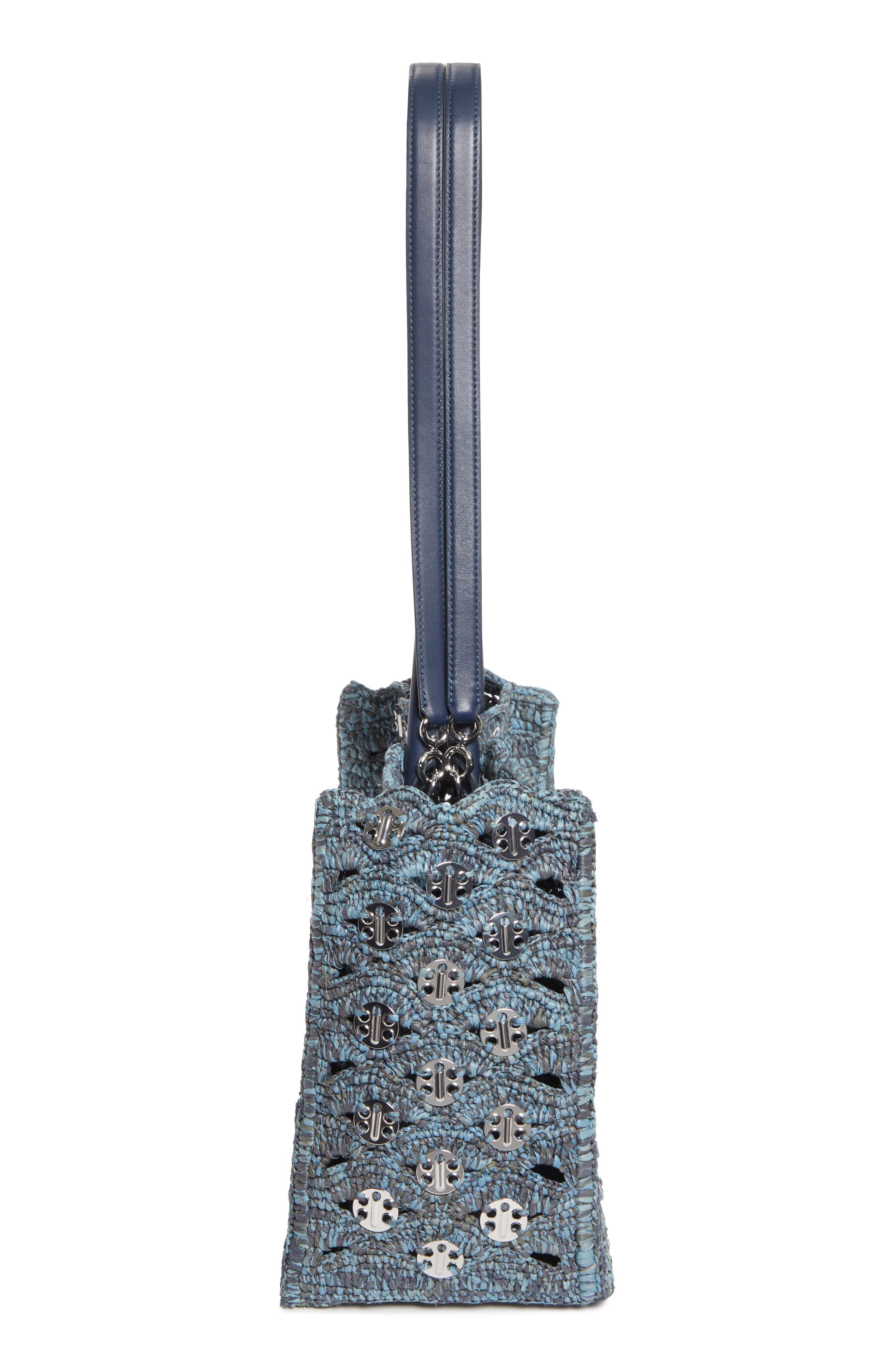 Rabanne Iconic 1969 Raffia Tote in Blue Denim Silver at Nordstrom - 5