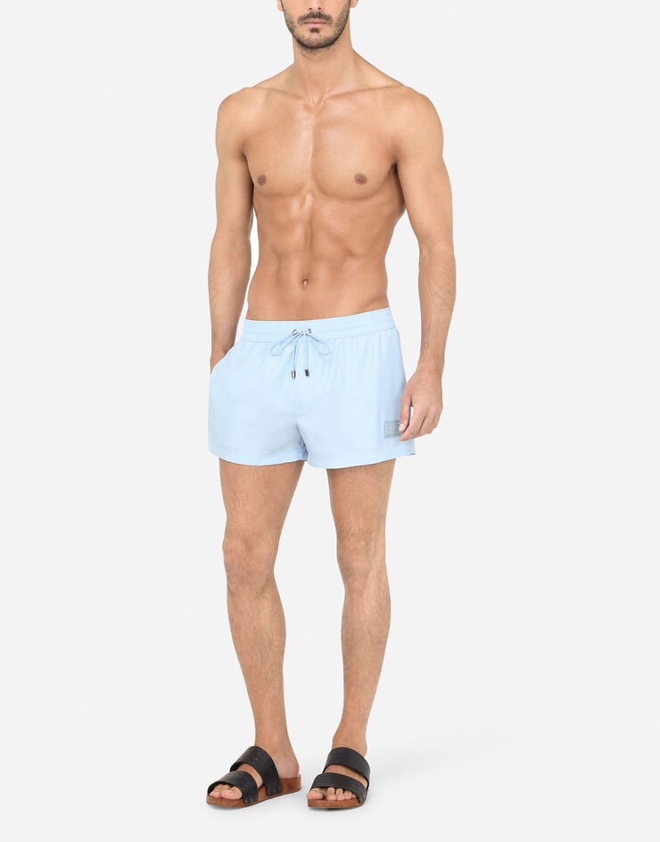 Short swim trunks with branded plate - 2