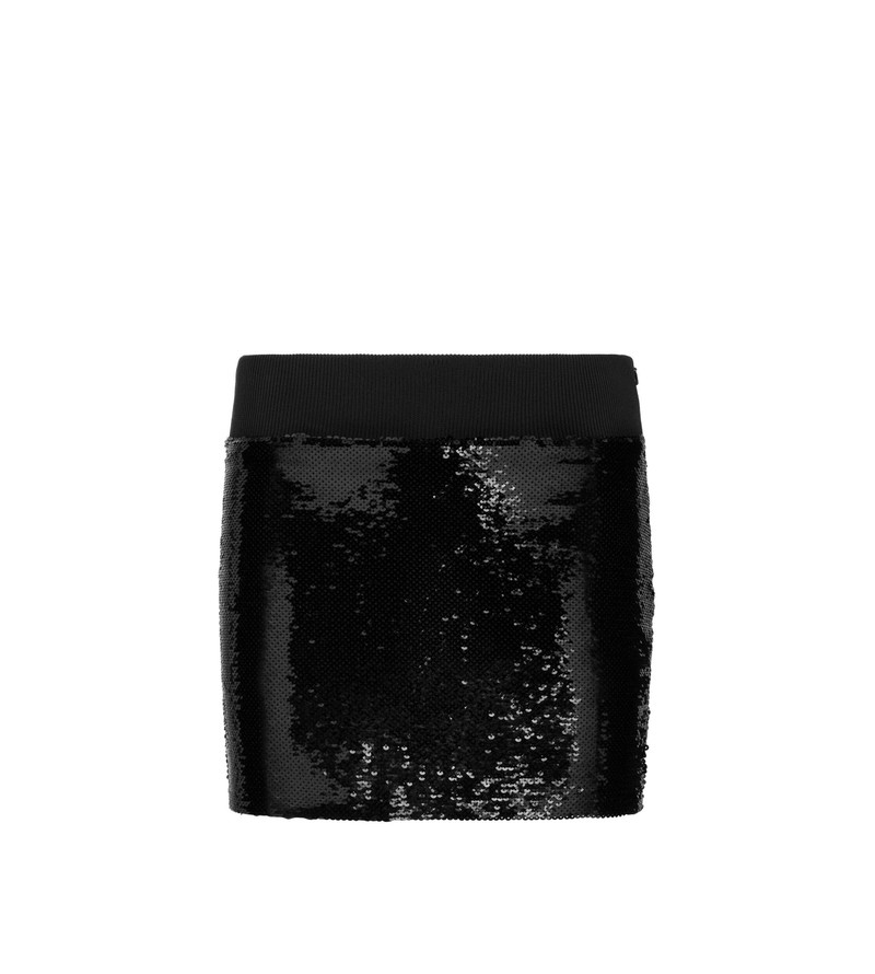 LIQUID SEQUINS ON STRETCH TULLE MINI SKIRT 1