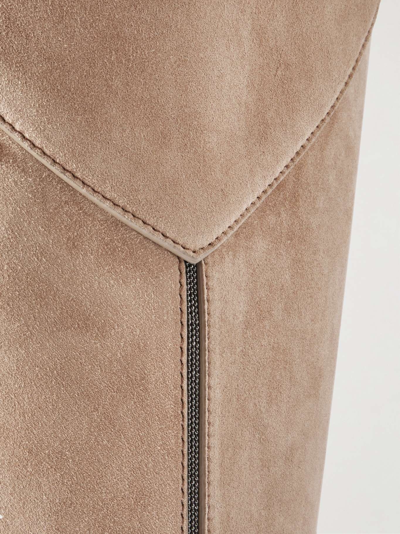 Suede shoulder bag Taupe - 4