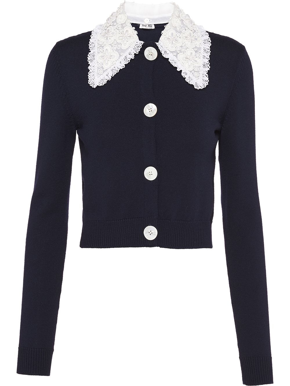 lace collar cardigan - 1