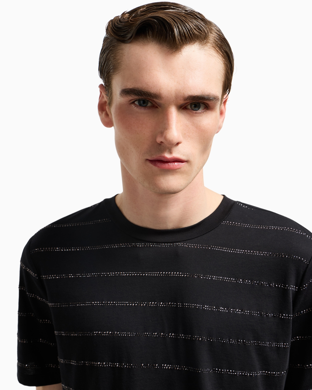 PIMA-COTTON AND RHINESTONE CREW-NECK T-SHIRT - 5
