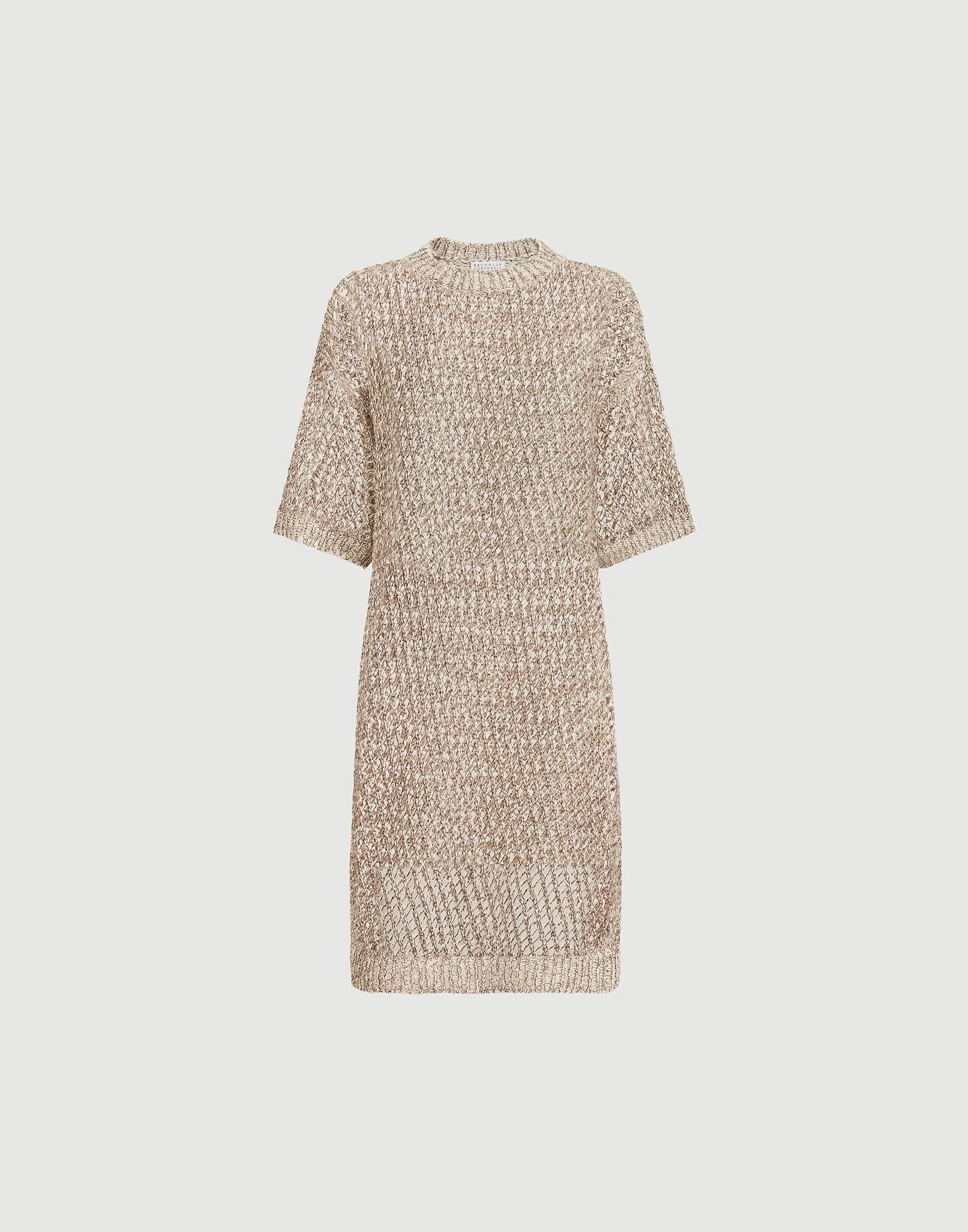 Dazzling chiné net knit dress in silk and linen - 1