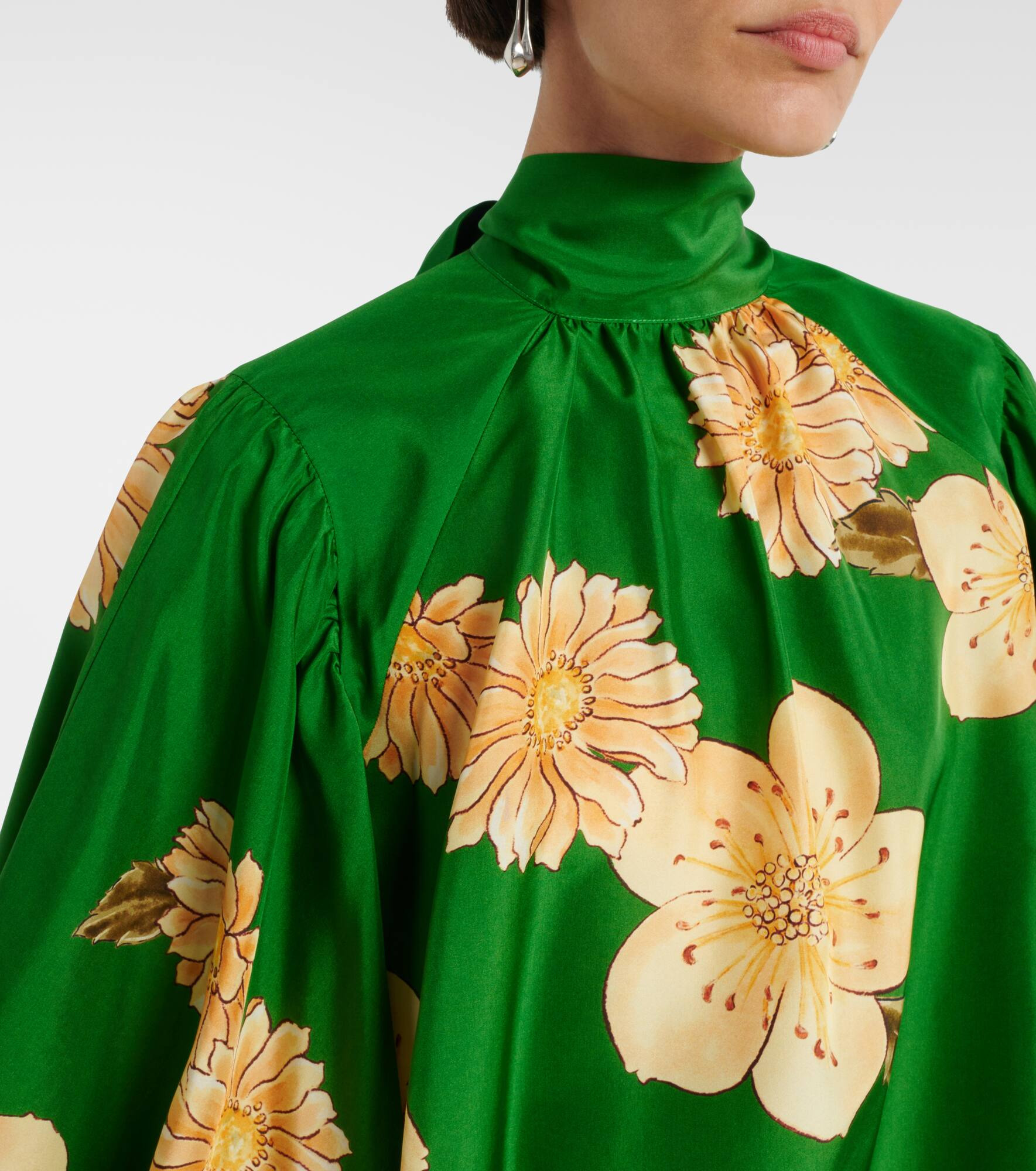 Sage floral silk blouse - 4