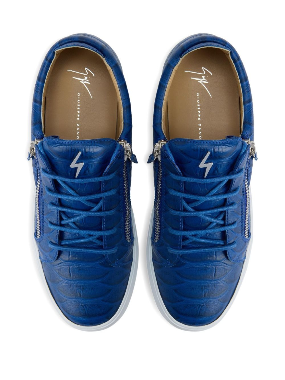 Frankie crocodile-effect zip sneakers - 4