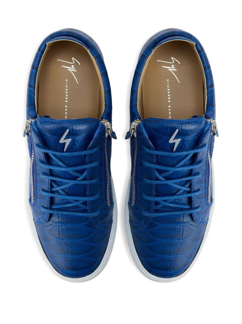 Frankie crocodile-effect zip sneakers 4