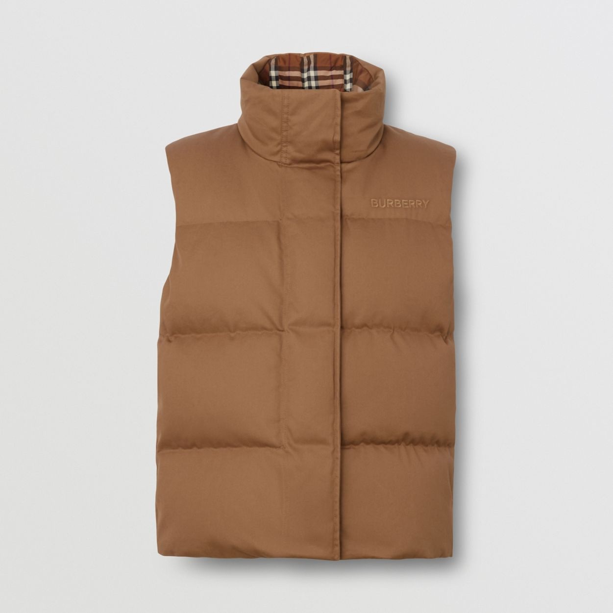 Embroidered Logo Cotton Gabardine Puffer Gilet - 1