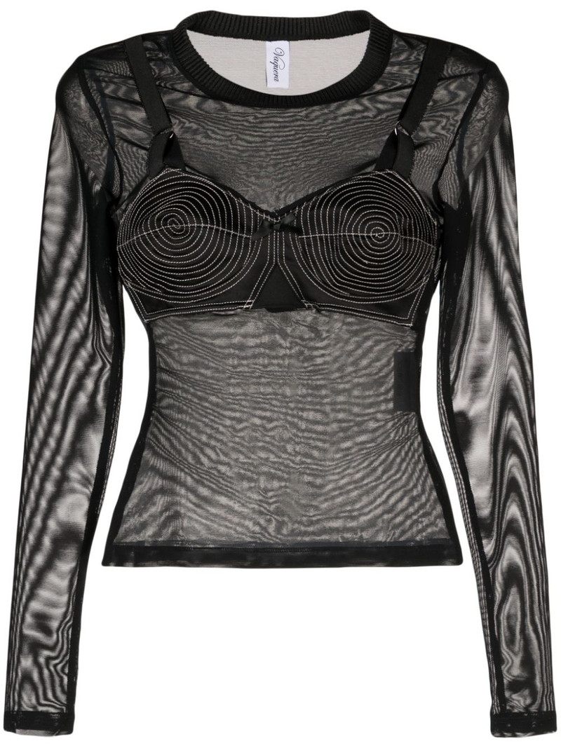 mesh long-sleeved top 1