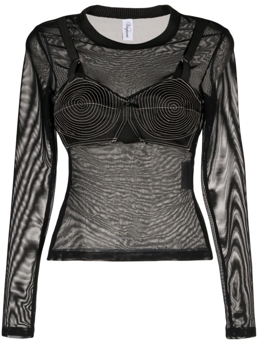 mesh long-sleeved top - 1