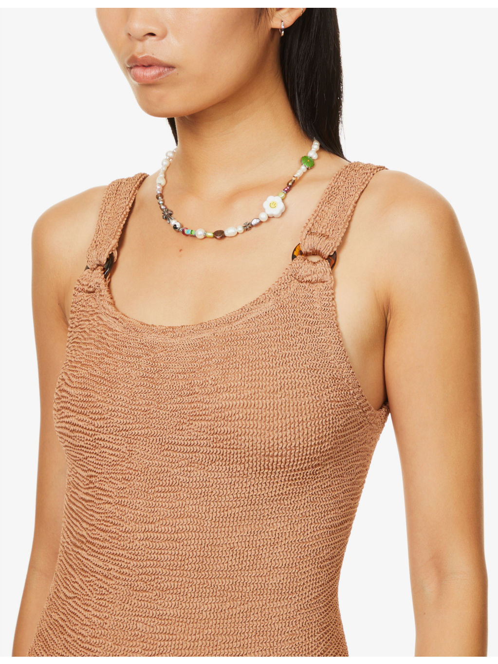 Domino seersucker-weave swimsuit - 5