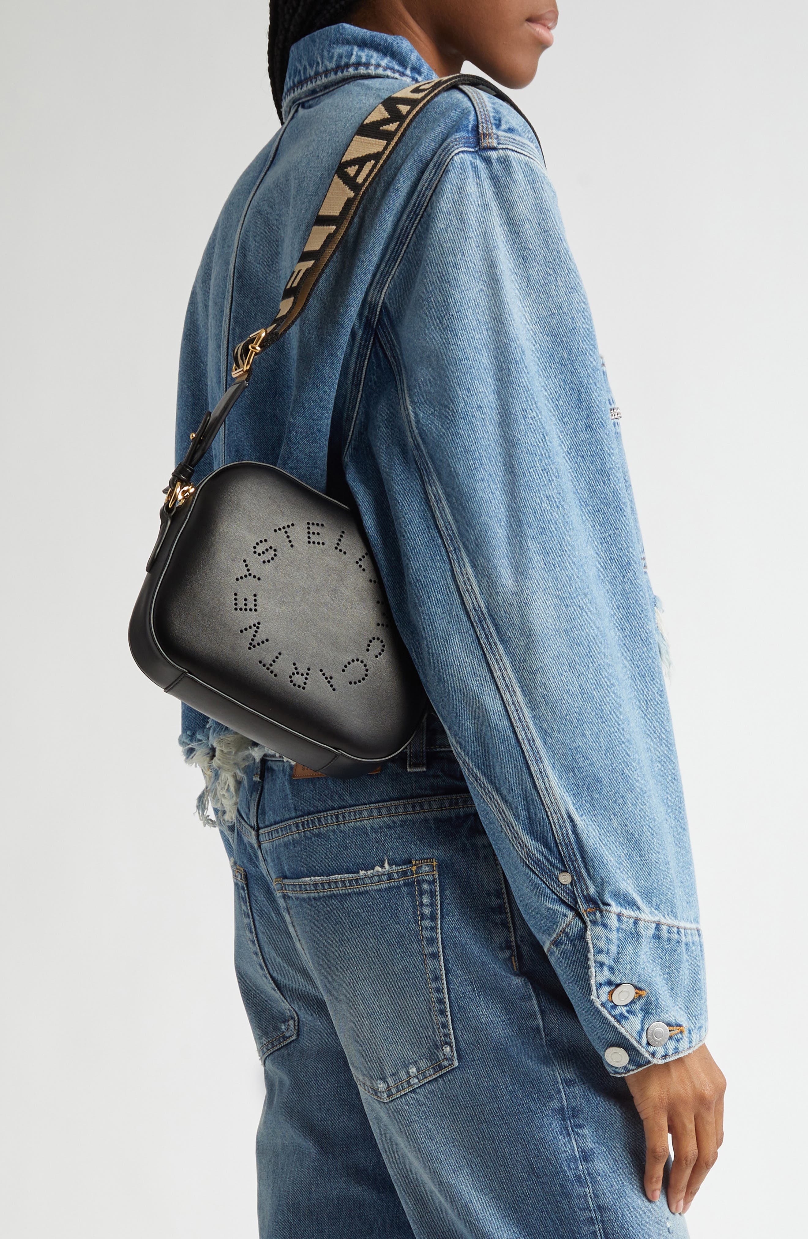 Stella McCartney Small Perforated Logo Faux Leather Camera Bag in Black at Nordstrom - 2