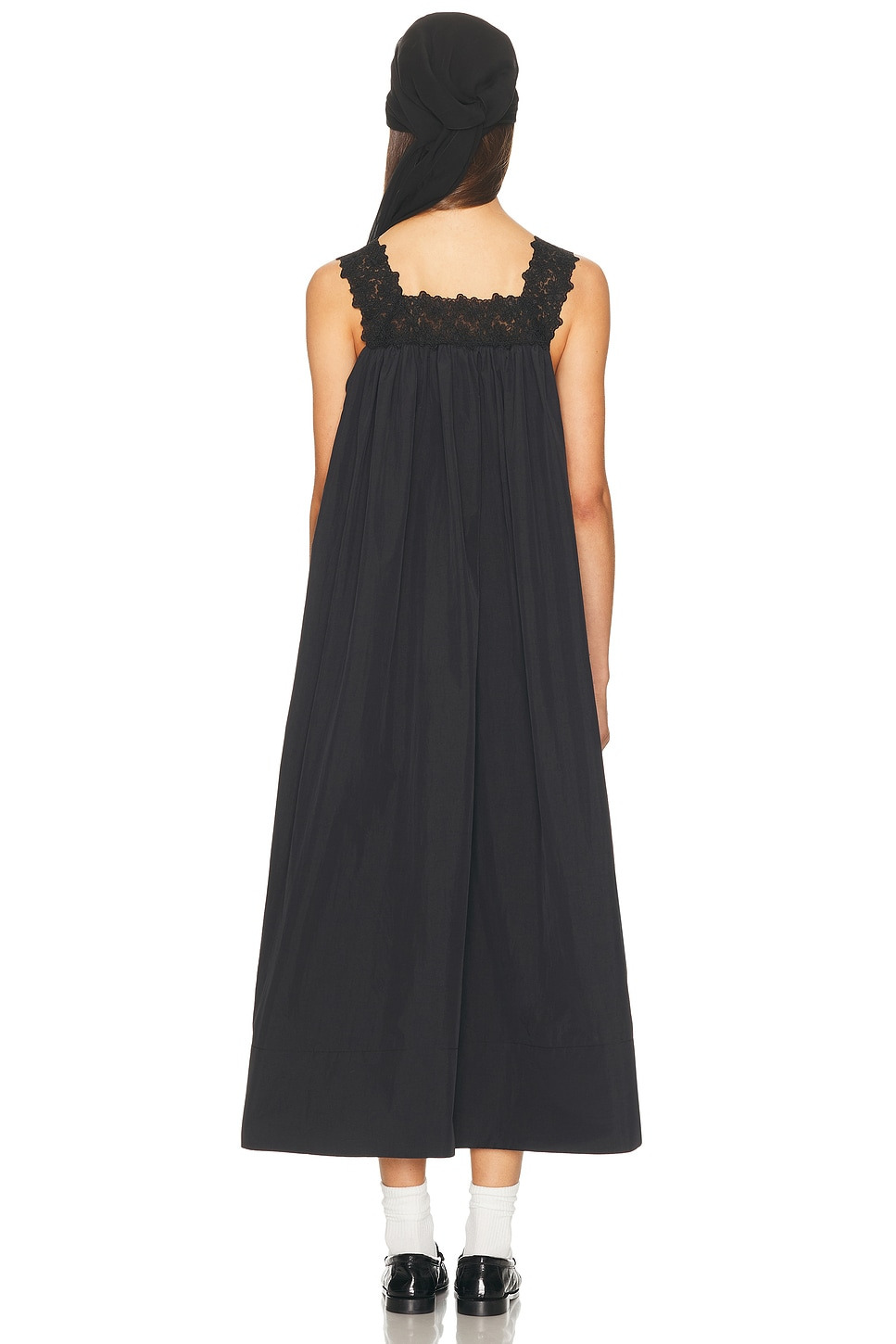 Midi Dress With Lace in Tech Poplin - 3