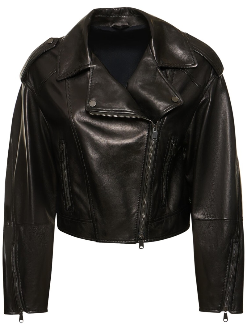 Leather biker jacket - 1