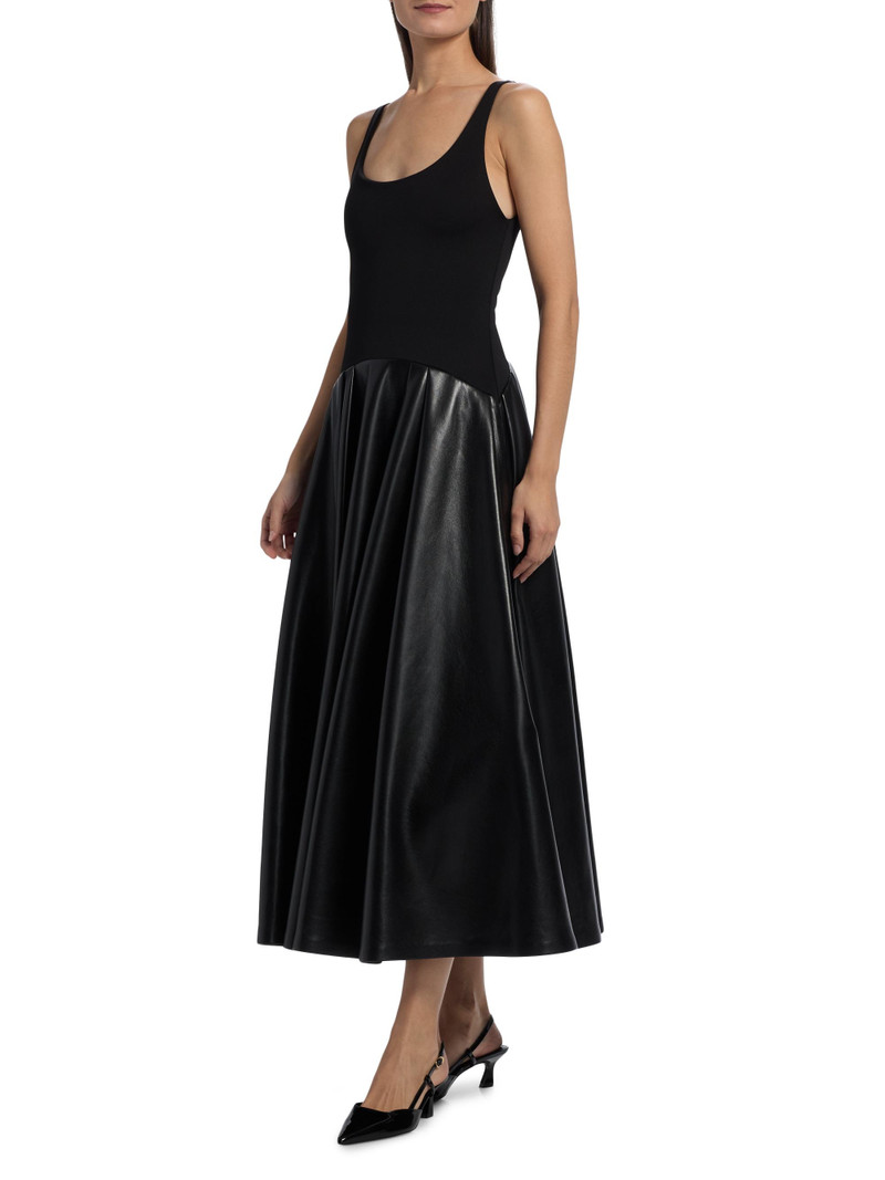 Women's Adley Faux-Leather Drop-Waist Flared Maxi Dress - Black 4