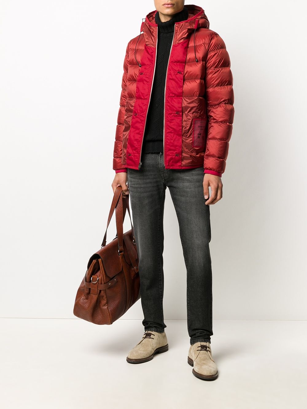 hooded contrast-panel puffer jacket - 2