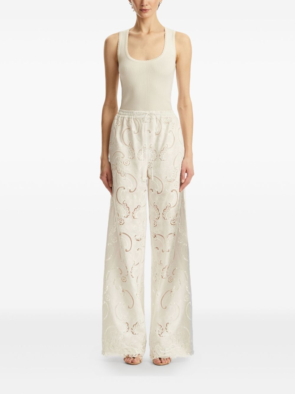 guipure lace trousers - 2