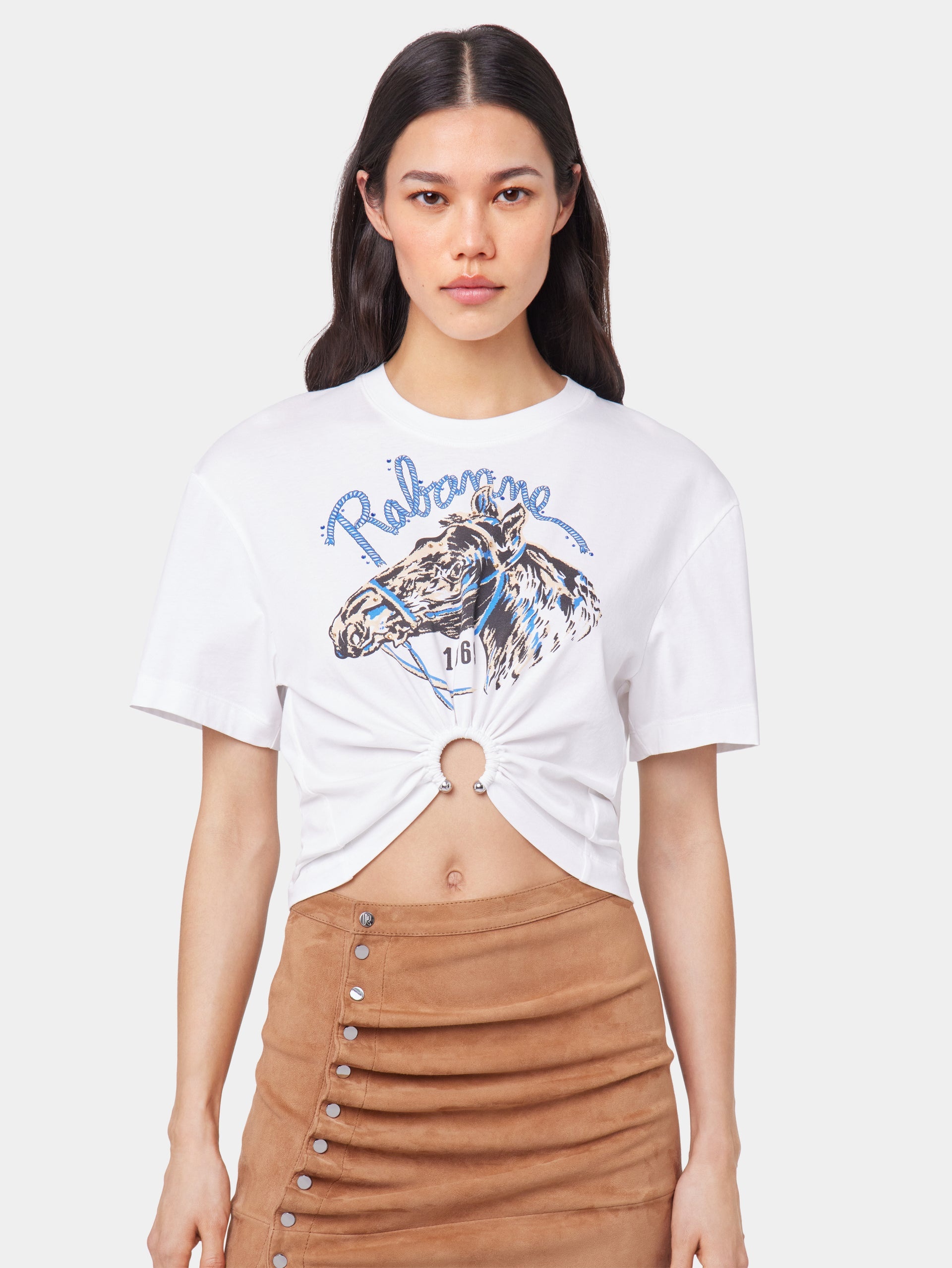CARAMEL LONG DRAPED SKIRT IN LEATHER - 3