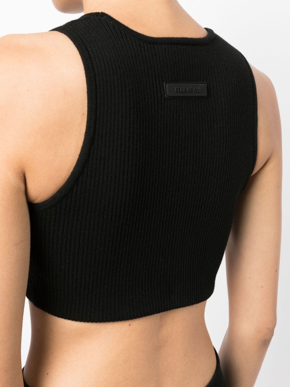 logo-patch ribbed crop top - 5
