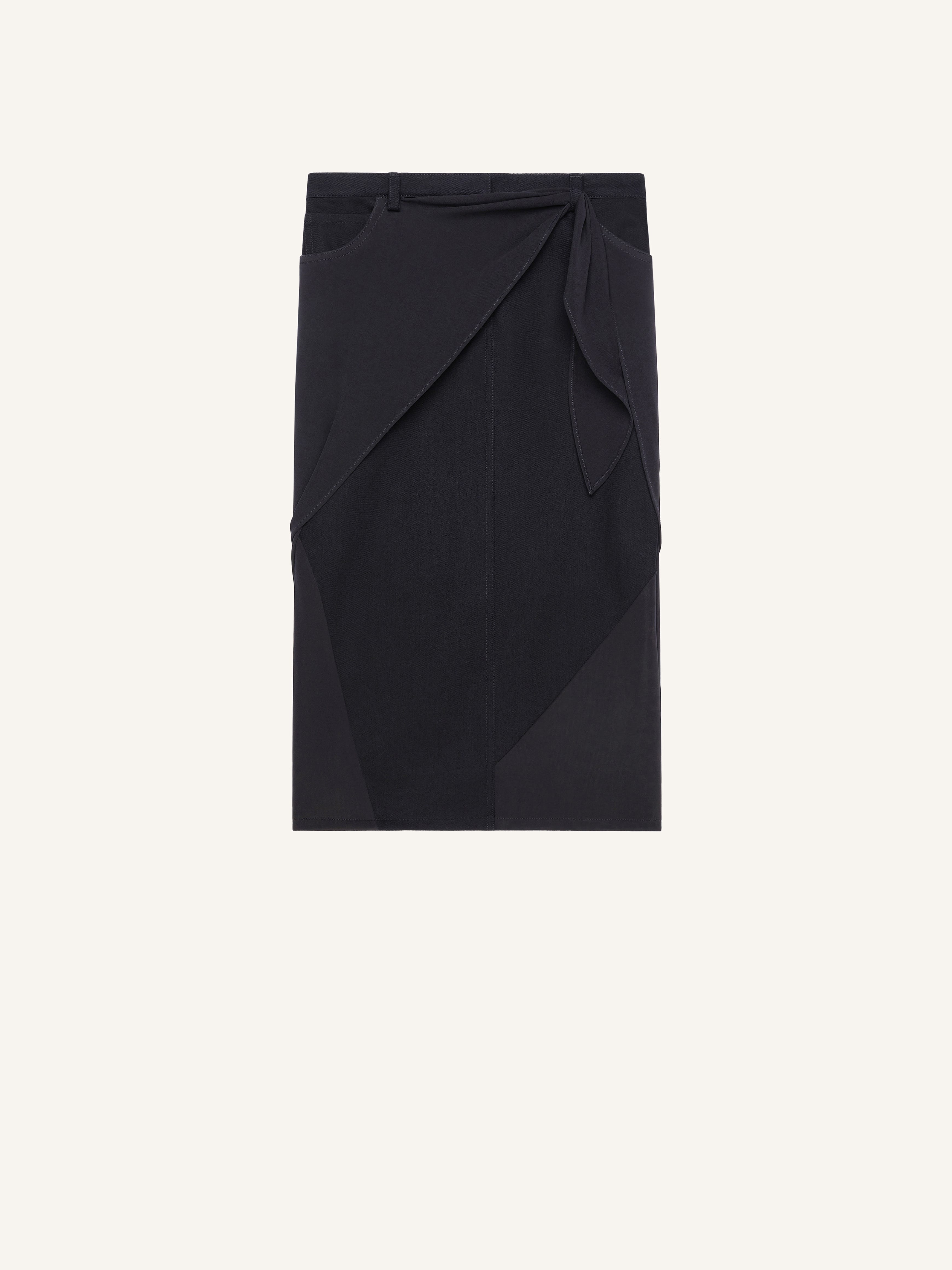 DRAPED DENIM SKIRT - 1