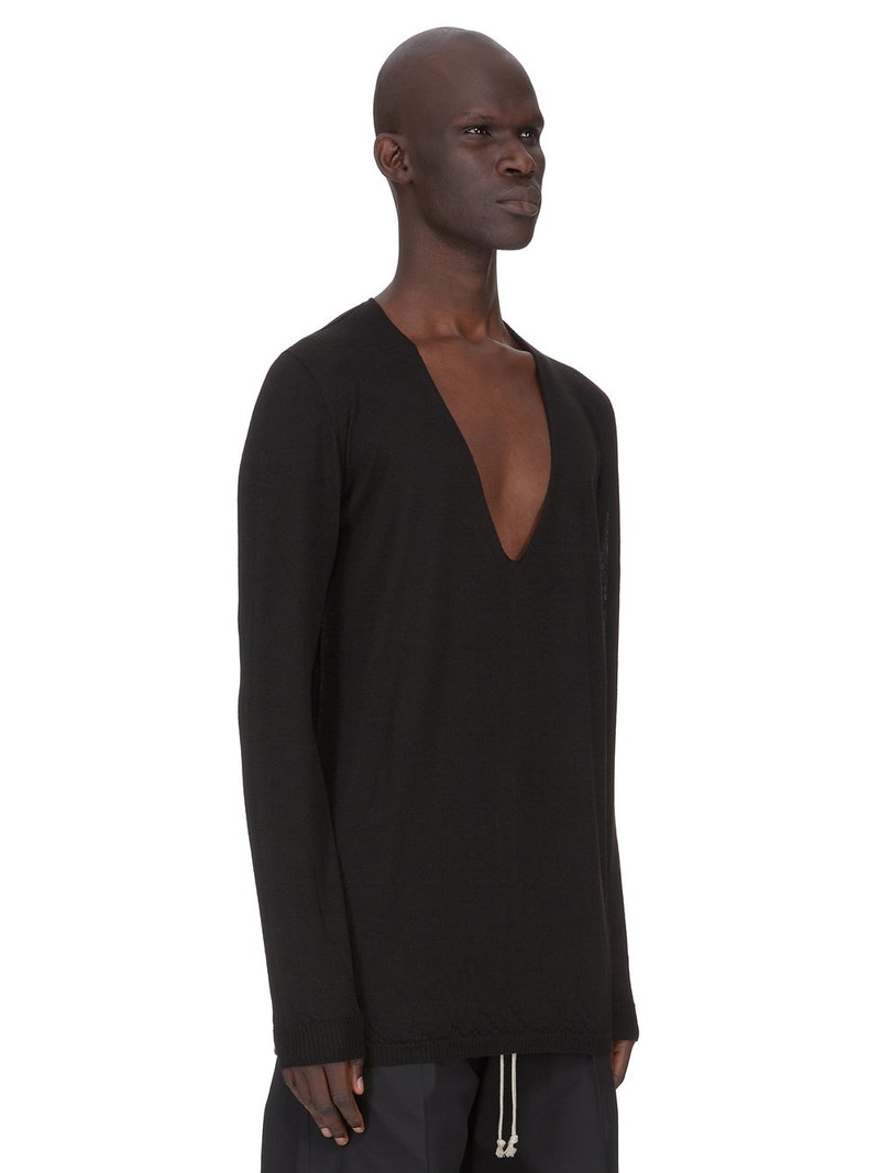 Black Temple Oversized Extreme V-Neck Sweater 2