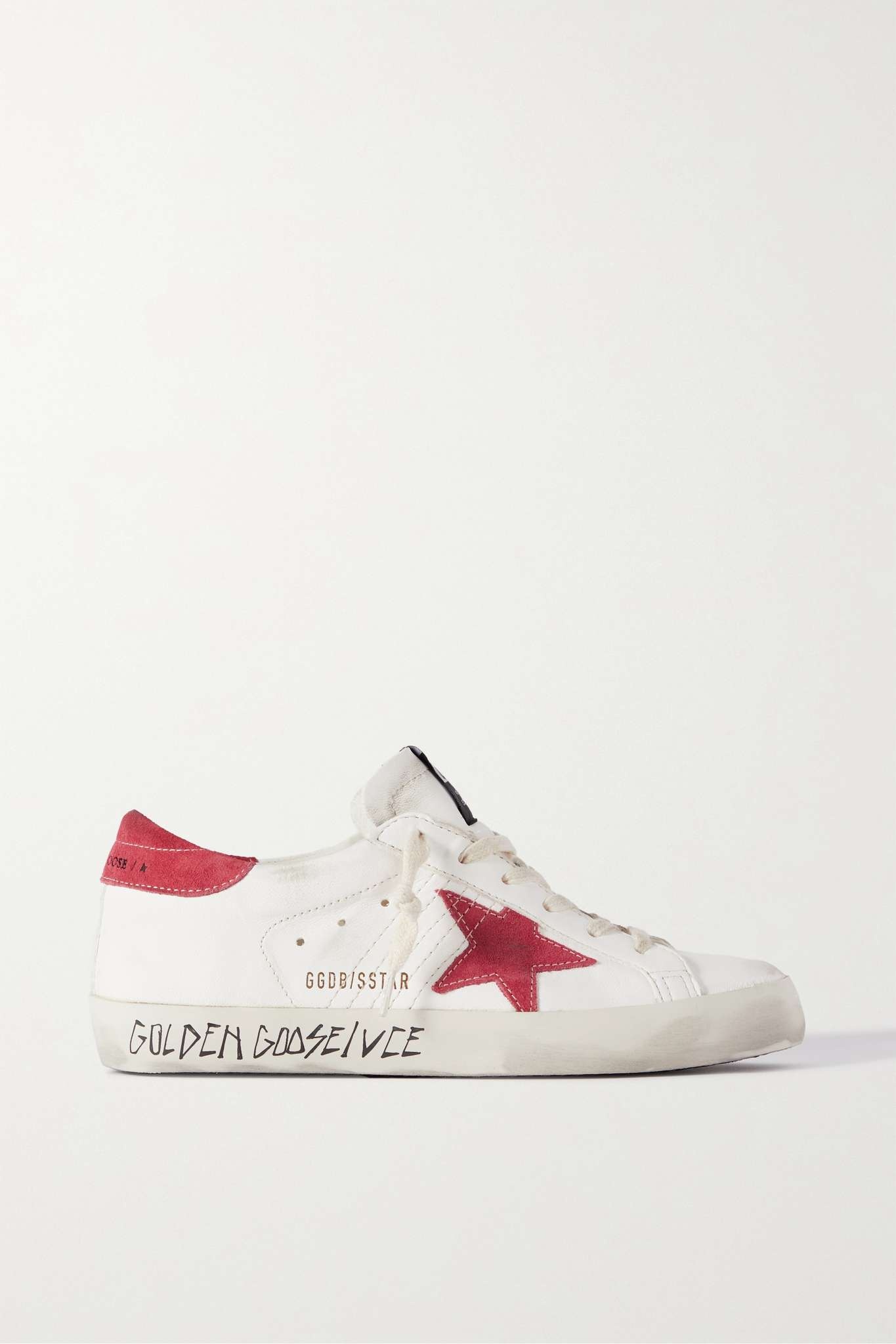 Super-Star suede-trimmed distressed leather sneakers - 1