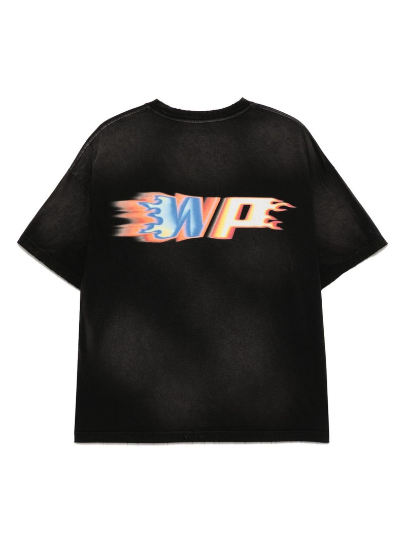 We11done Peaches flame logo print T-shirt outlook