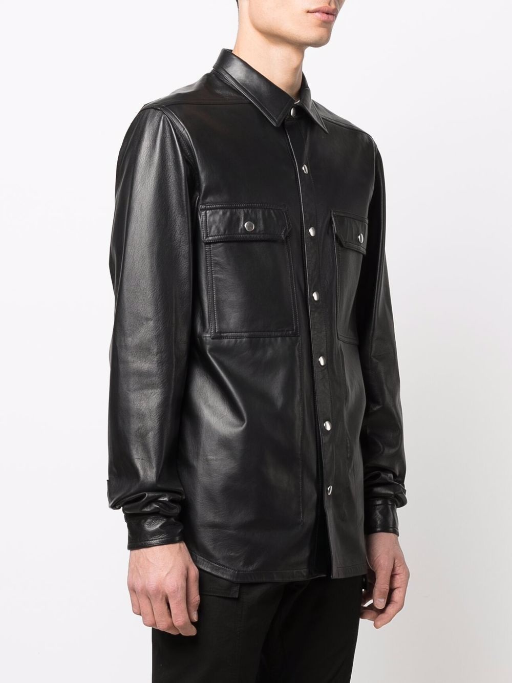 button-up leather jacket - 3