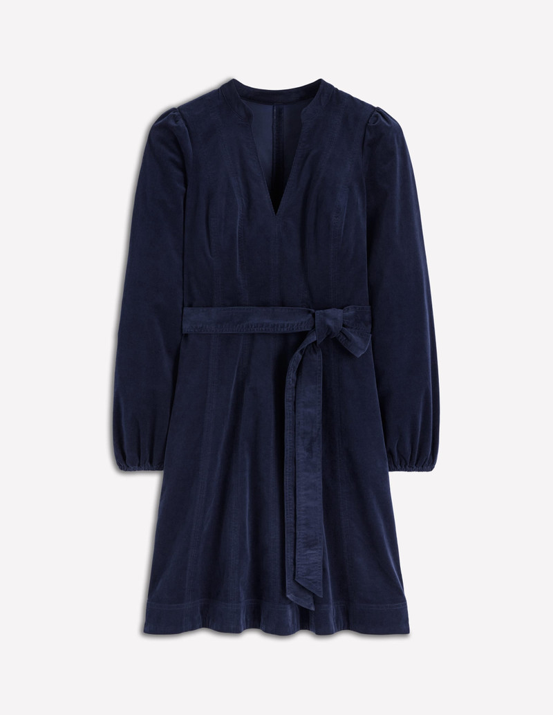 Ros Panelled Cord Short Dress-Navy 1