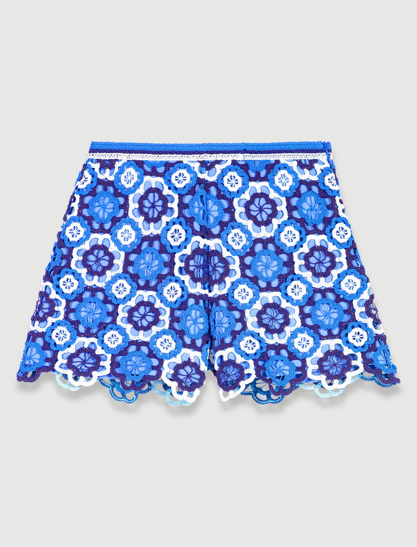 Three-tone crochet shorts - 1