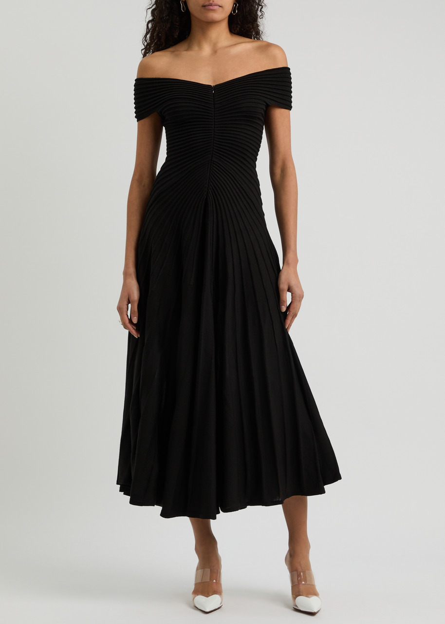 Alaïa Off-the-shoulder Ribbed Wool Midi Dress - 4