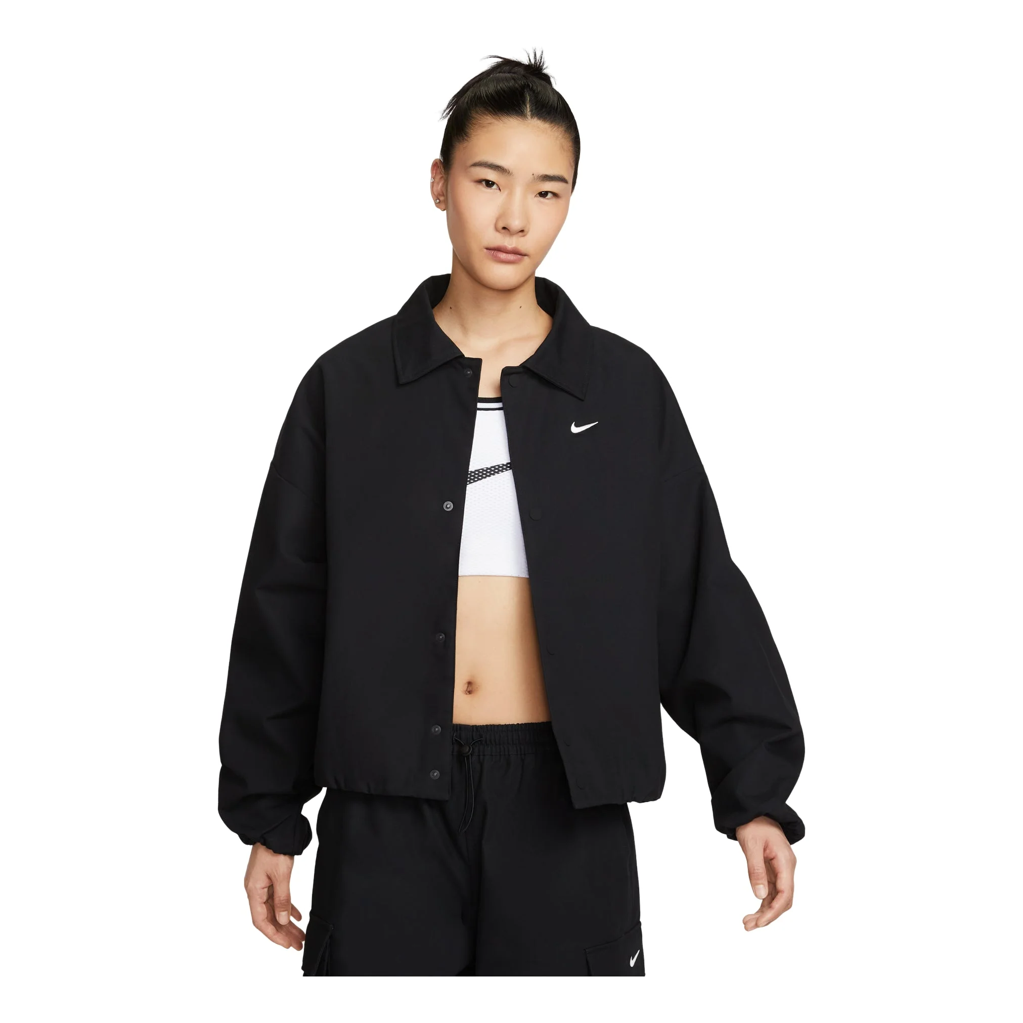 (WMNS) Nike Oversized Woven Jacket 'Black' HV1969-010 - 1