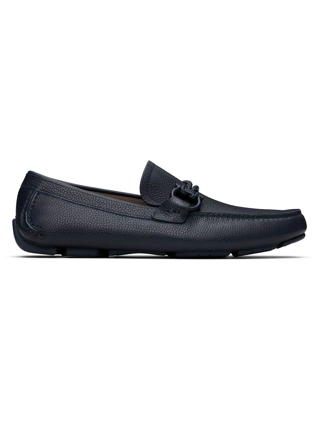 Navy Gancini Ornament Driver Loafers - 1