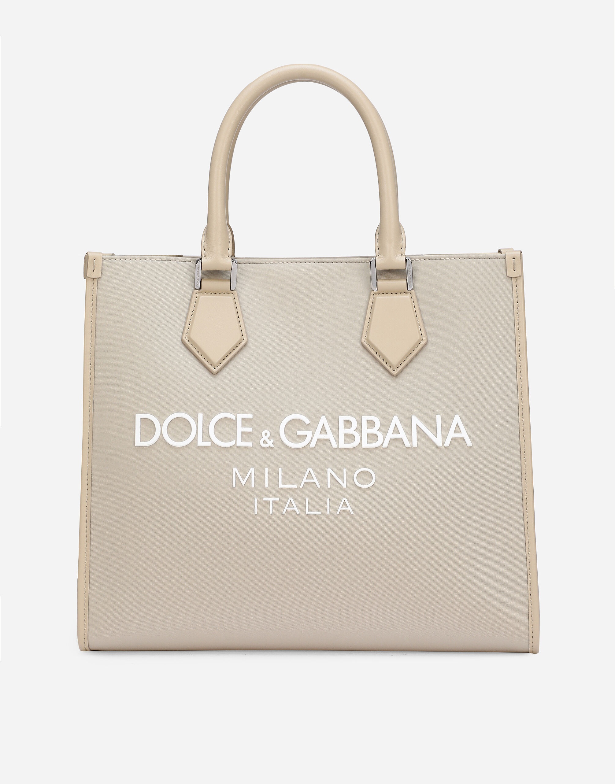Small nylon shopper with rubberized logo - 1